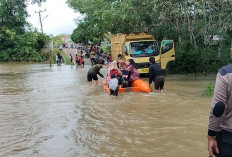 Nyebrang Gunakan Perahu, Jalan Manggus Pangkalan Balai Kembali Terendam Banjir