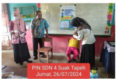 Peserta Didik Kelas 1 dan 2 di SDN 4 Suak Tapeh Divaksin Polio