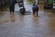 Banjir Rob Genangi Fasilitas Jalan di Rantau Bayur Banyuasin