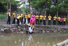 Dukung Ketahanan Pangan, Polres Prabumulih Tebar 10 Ribu Bibit Ikan dan Tanam Sayuran